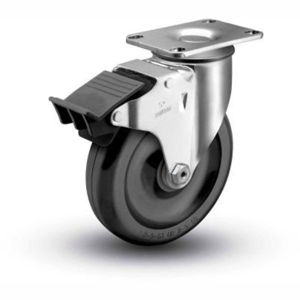 Colson® 2 Series Swivel Plate Caster 2.03256.53 BRK5 Polyolefin With Brake 3-1/2